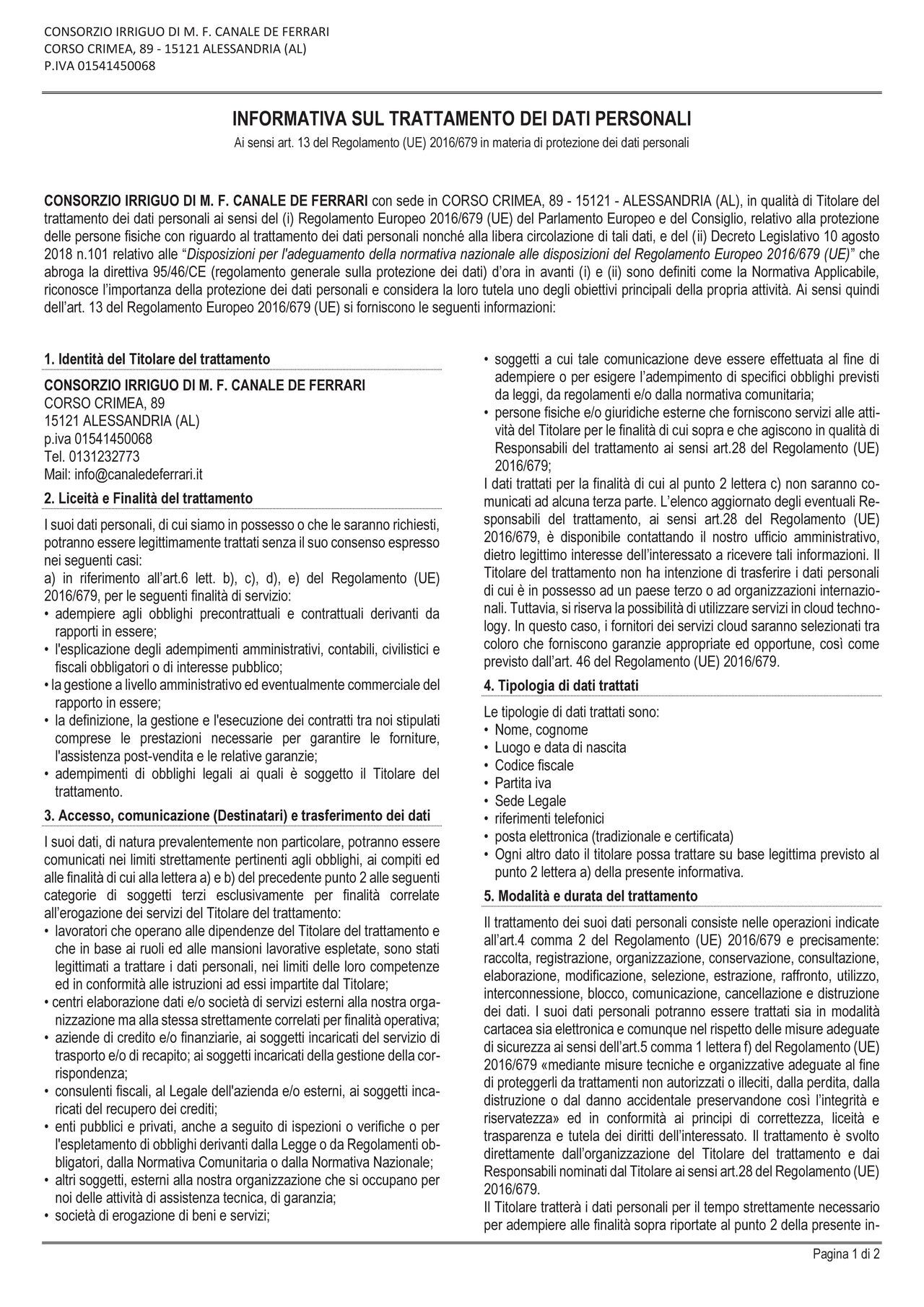 CONSORZIO-IRRIGUO-MIGLIORAMENTO-FONDIARIO-CANALE-DE-FERRARI-05a.Informativa-aziendale-per-Clienti-e-Fornitori pag1